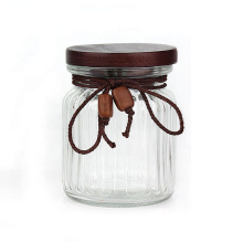 Glass jar supplier kitchen use 10oz 300ml wide mouth clear airtight glass food storage jar with wooden lid